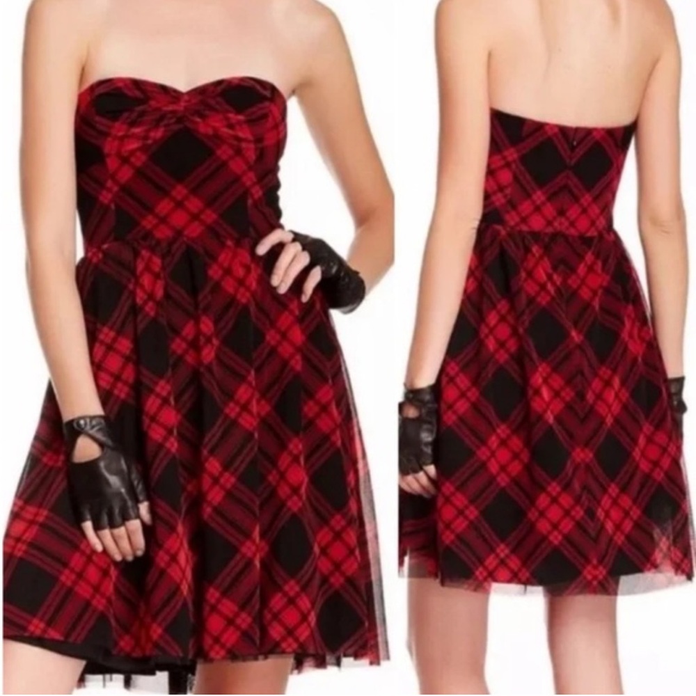Betsey Johnson plaid strapless dress - size 12 / large - Picture 2 of 2